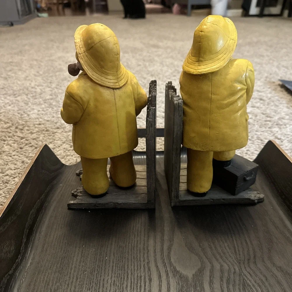 Vintage Candy Design Norway Fisherman Coat Figurine Bookends Set Of 2